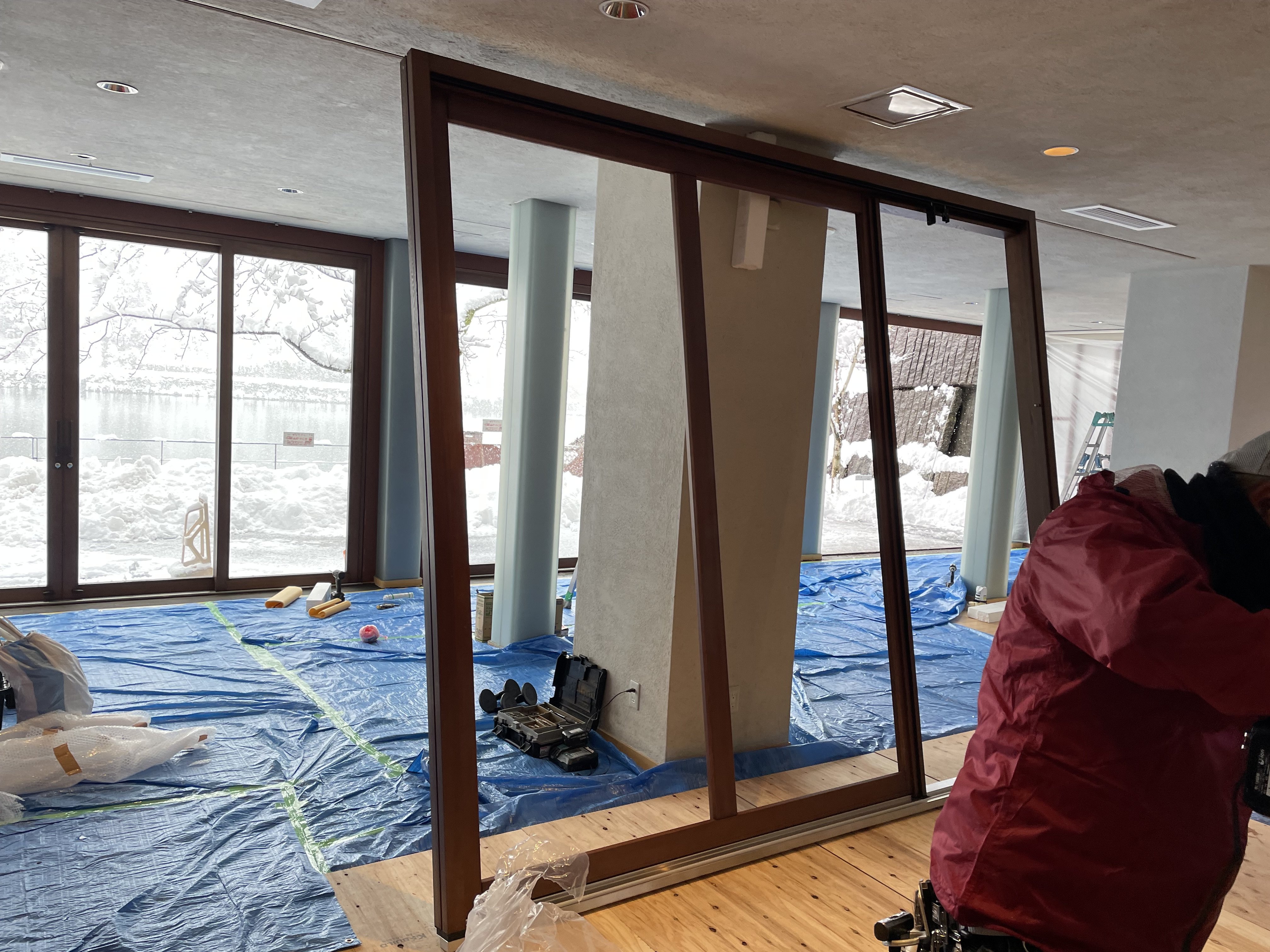 富山県富山市の既存木製折戸撤去・ヘーベシーベ引戸施工